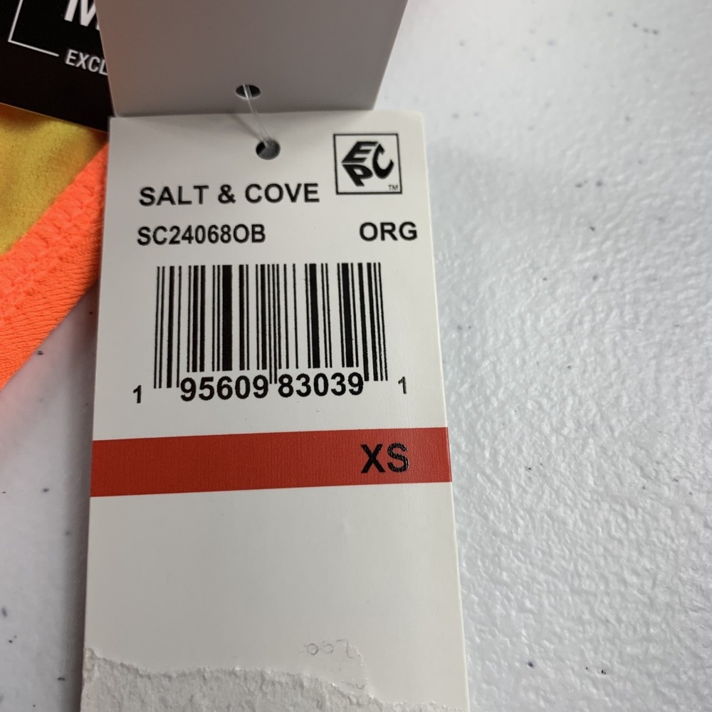 Salt + Cove Juniors Hipster Swim Bottoms Women's XS Orange Textured Tie Side NWT - Picture 3 of 6